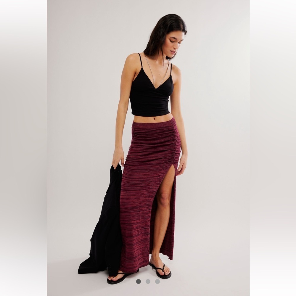 NWT Free People Peak Show Maxi Skirt Size Medium Earth Red Combo